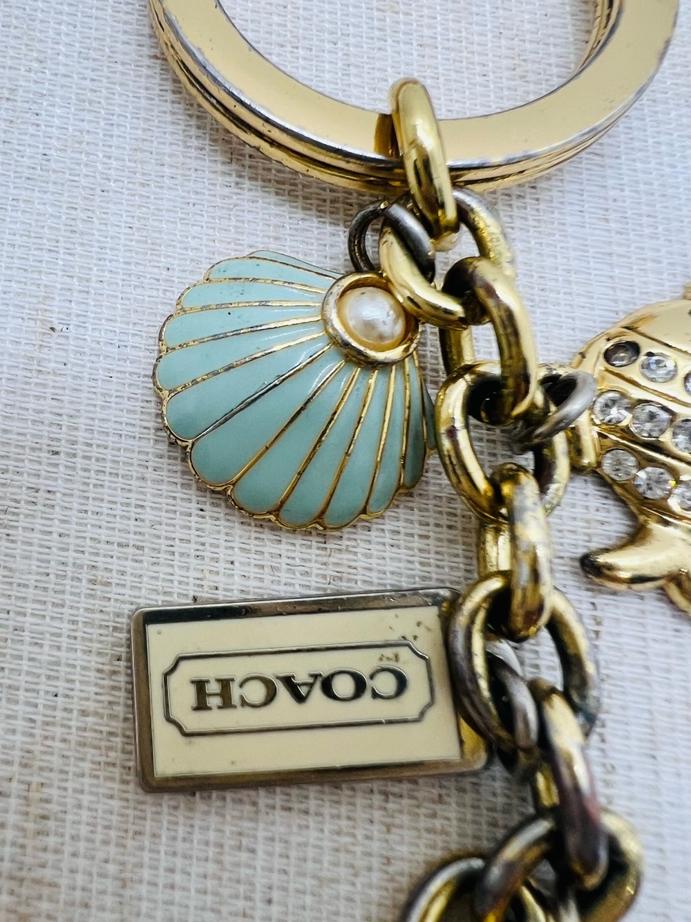 Rare Coach Under The Sea Coach Gold And Mint Key Chain Fob Purse Decor - Picture 3 of 8